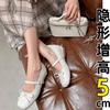 Sheepskin Version~ 5cm Inner Height Increase Mary Jane Women's Shoes 2025 New Summer French Ballet Light Mouth Silver Single Shoes