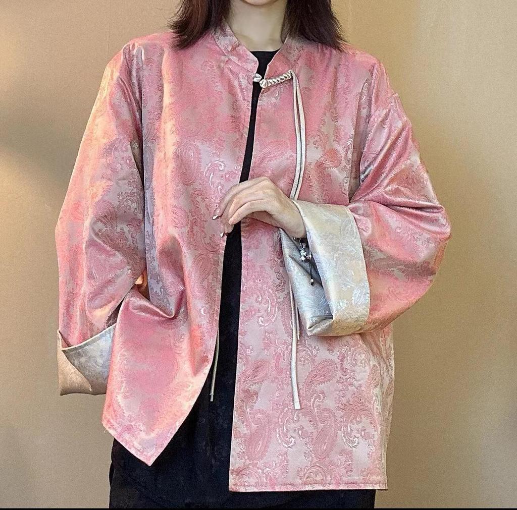 New 2024 Double-Sided Chinese Style Women's Embossed Jacquard Coat - Elegant, Fashionable, High-End Design for Mothers
