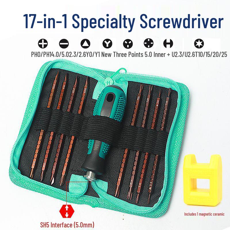 8-in-1 Multi-Functional Screwdriver Set: Phillips, Flathead, U-Shaped, Y-Shaped, with Strong Magnetic Tips