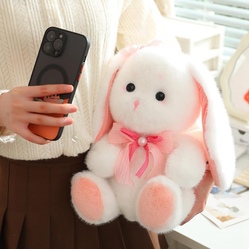 Shawl Bunny Stuffed Animal With Plush Short Hair For Kids Birthday Gift And Decoration