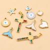 7 Styles Stainless Steel Drip Oil Fishtail Cross Star Charms Pendants