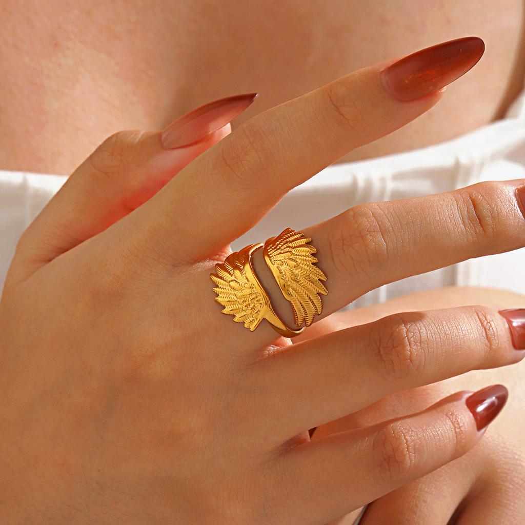 Fashionable And Minimalist Wing Ring For Woman Personalized Hip Hop Zircon Accessories Adjustable Opening Couple Rings