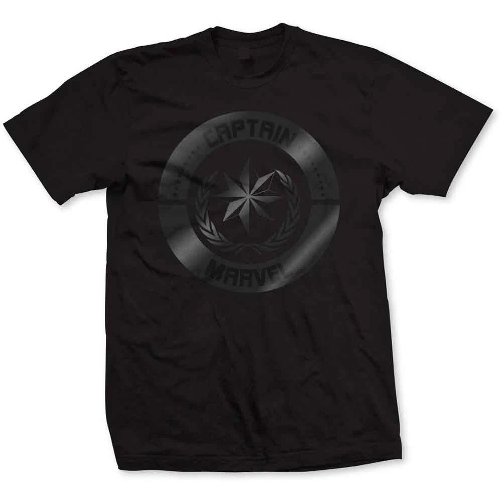 Captain Marvel T Shirt Silver Crest Logo Official Marvel Comics Mens Black XL 4XL