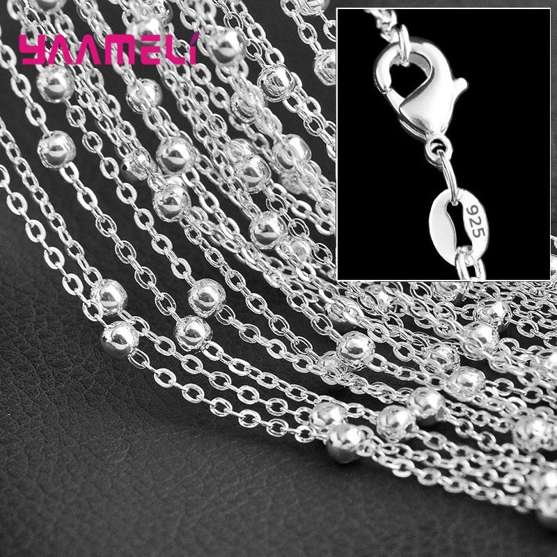 Authentische 5 Stück Solide 925 Sterling Silber Schmuckketten Halskette mit Karabinerverschlüssen passend für Herren Damen Anhänger 18 Designs 16-30 Zoll