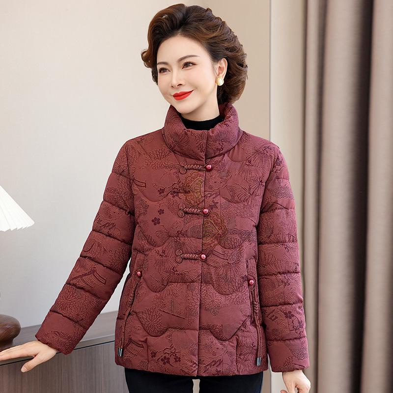 Schmale Baumwolljacke mit Stehkragen für Frauen mittleren Alters und ältere Frauen