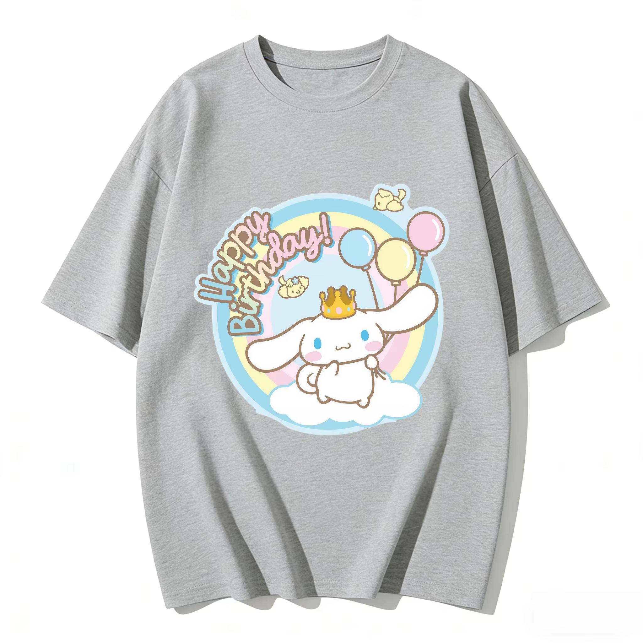 

2026 New Arrival Kawaii Cinnamoroll Happy Birthday Print Couple T Shirts Casual Family Matching Outfits Parentchild Tees Tops S