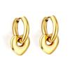 Fashion Creative Circle Heart Accessories Earrings for Women, Stainless Steel Gold Plated Niche Jewelry, Gift for Girls