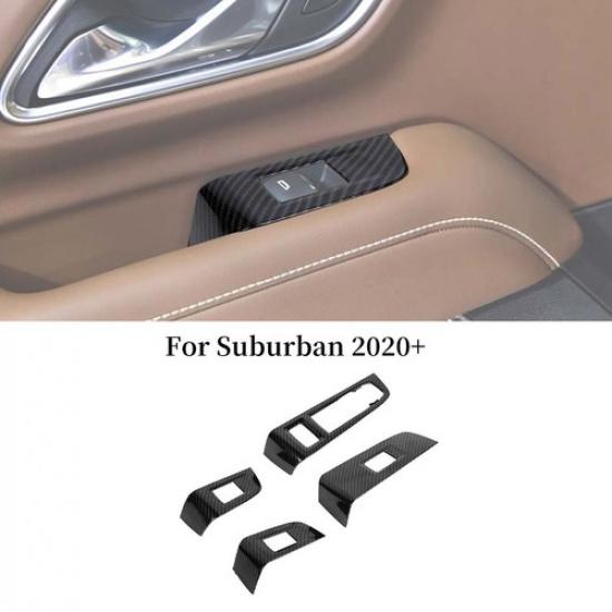 Kohlefaser Fensterheberschalter Knopf Abdeckung Zierleiste Passend für Suburban 20+ Tahoe 21+