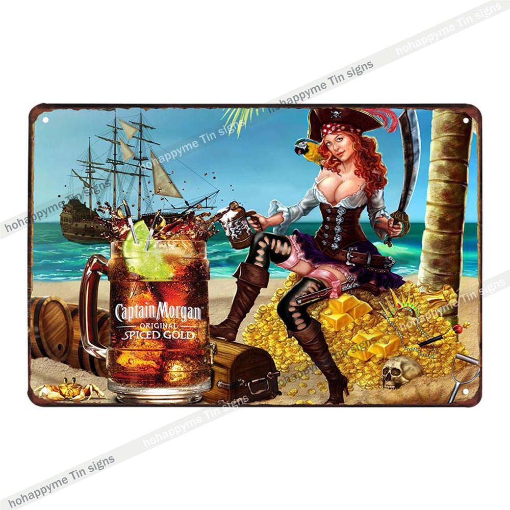 

Пивні брендові жерстяні вивіски для бару, пабу, клубу, ретро настінна прикраса, паб Капітан Морган, вінтажна металева табличка, домашній декор 20x30см 20x30cm（7.8x11.8inch）