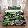 3pcs Drift Car Anime Cartoon Design Comforter Set with One Quilt Cover and Two Pillowcases (No Core) - Home Decor, Festival Gift, Polyester Fabric, Su