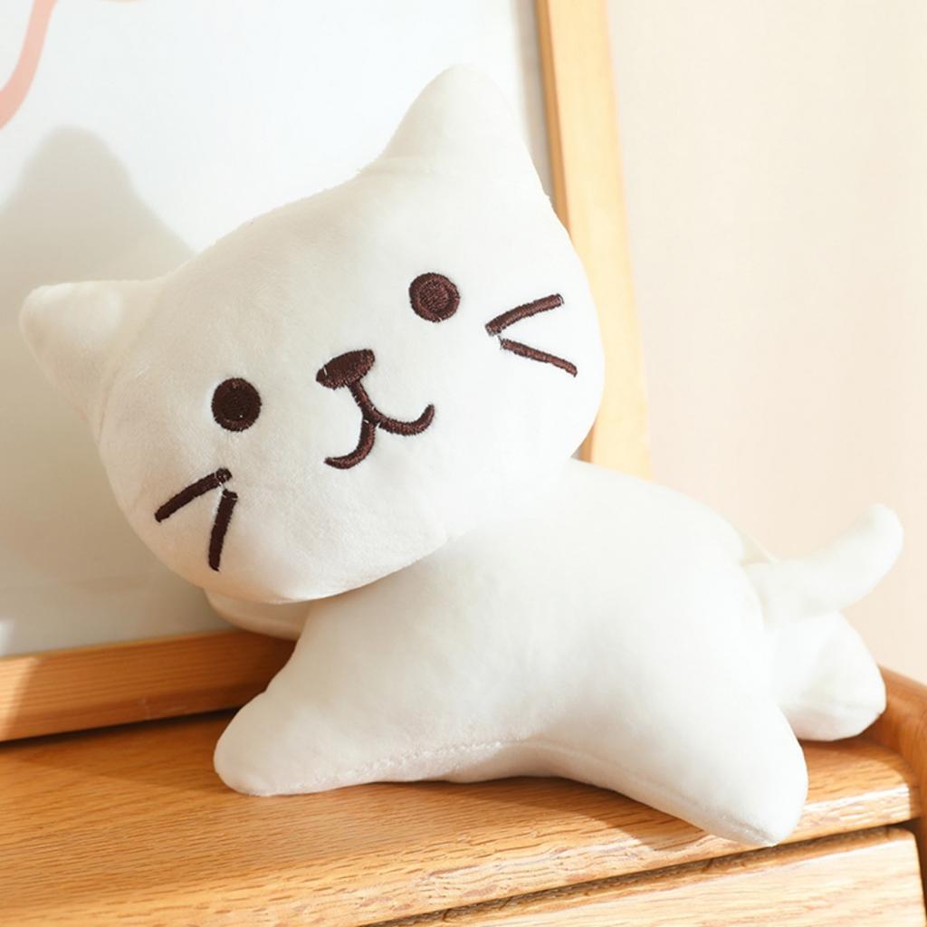 Kawaii Lying Cat Plush Toy Soft Kitten Stuffed Animal Cats Plushie 4 Colors Available for Kids Birthday Xmas Gift Bedroom Decor