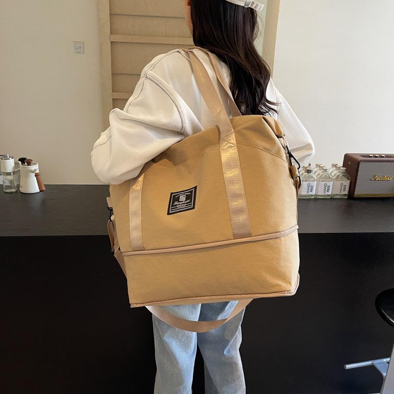 New storage short-distance travel bag, simple leisure sports fitness bag, women's large-capacity expandable student luggage bag