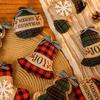 Handmade Christmas Linen Plaid Hanging Decor Xmas Bells Ball Decorations  Hotel Office Decor