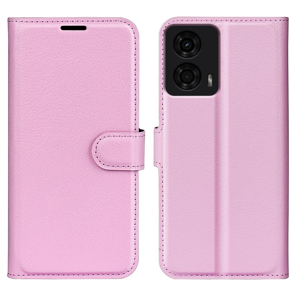 

For Motorola Moto E14 4G/G04 4G/G04s 4G/G24 4G Leather Case Litchi Texture Card Holder Phone Cover Pink