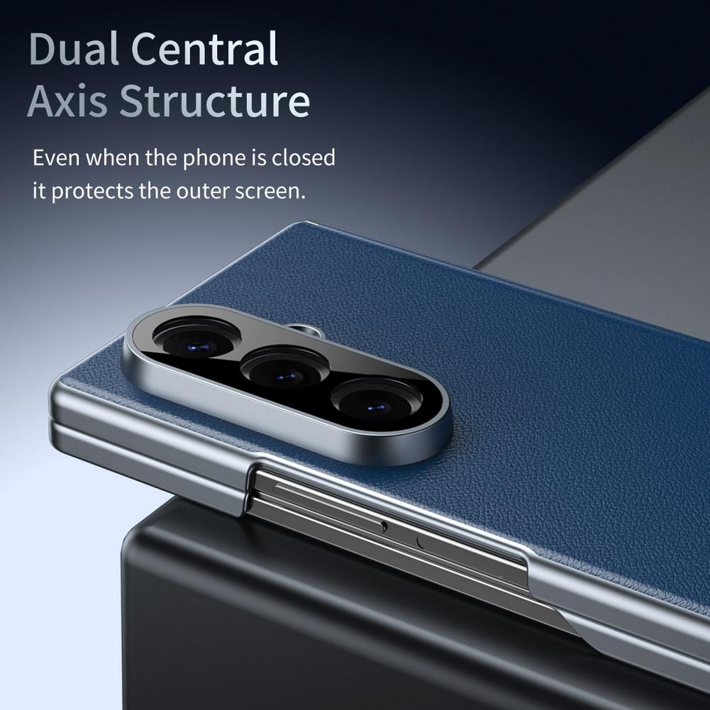 Premium Light  Leather Flexible Hinge Flip Phone Case For Samsung Z Fold 7 Galaxy Z Fold 6 5 4 Only Back Protect Cover