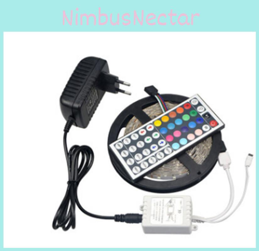 12v 3528rgb Led Tape With Mini Remote Controller Nonwaterproof Bright Lighting For Tv Background Decoration