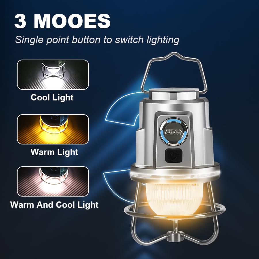 LED Powerful Camping Lantern Type-C Rechargeable Vintage Outdoor Camping Light Outdoor Garden Decoration Camping Tent  Lamp