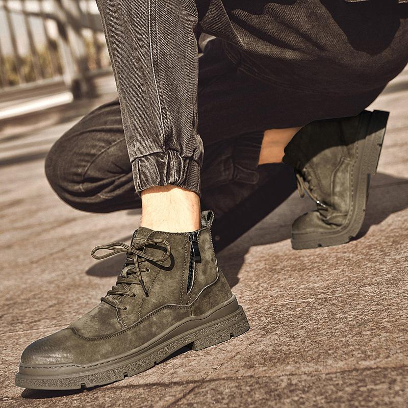 Golden Sapling 2025 New Spring Retro Boots for Man Outdoor Vintage Chunky Flats Male Genuine Leather Lace-up Ankle Boot Shoes