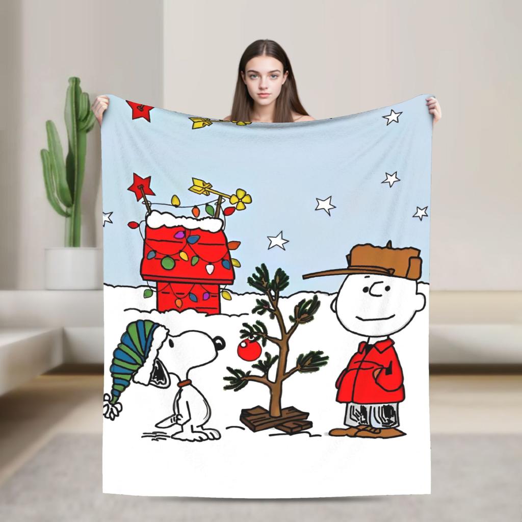 Snoopy Listen to music Blankets Fleece Spring Autumn Cartoon  Multifunction Super Warm Throw Blanket for Home Plush Thin Quilt