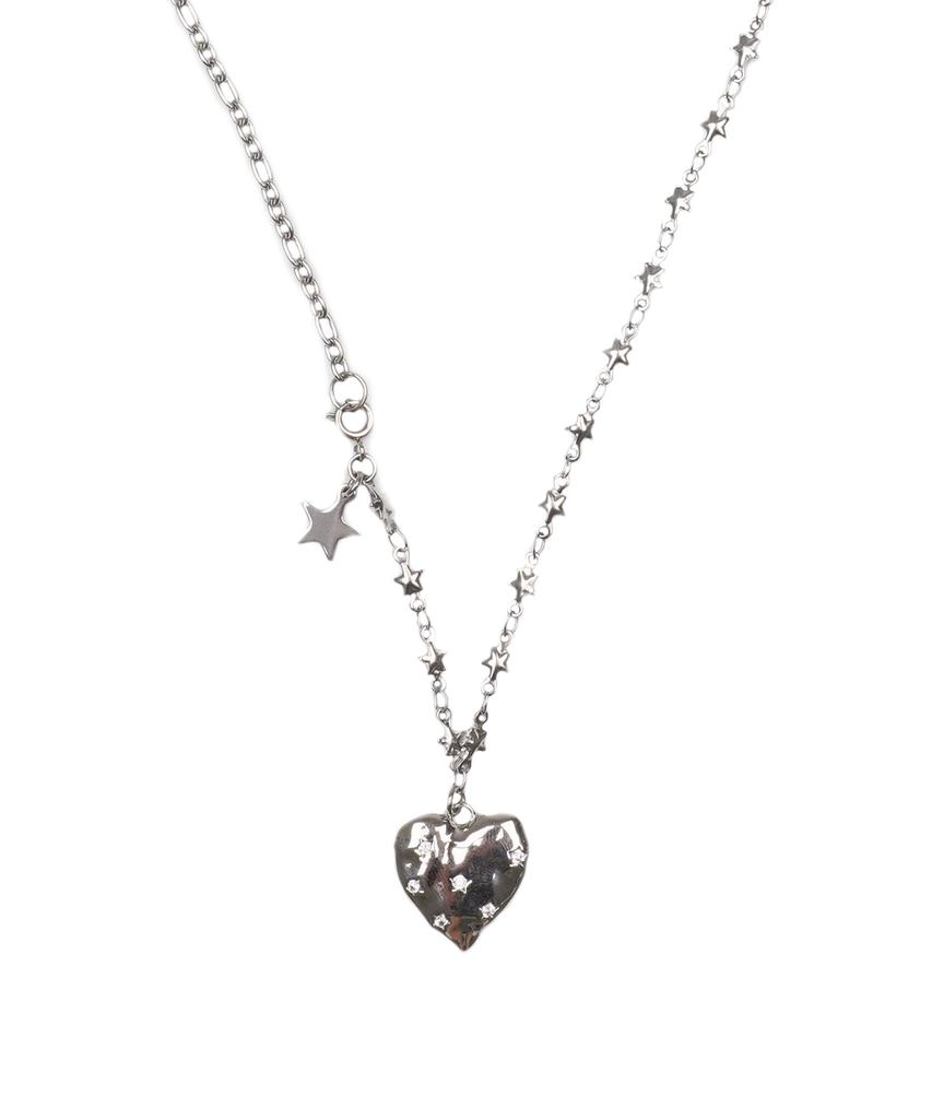 High School Disco Glitter Heart Chain Necklace