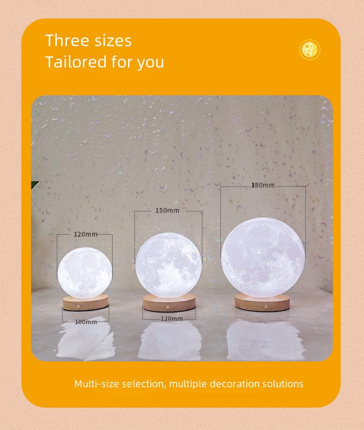 Rotating Moon Lamp Night Light—Creative Bedside Atmosphere Lamp for Bedroom or Desk