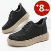 Scarpe con rialzo da uomo in vera pelle, solette per aumentare l'altezza 3/6/8CM, traspiranti, suola spessa, plateau, sneakers casual, scarpe da lavoro