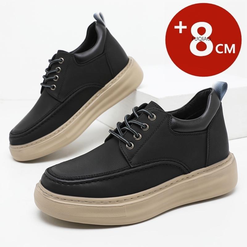 Scarpe con rialzo da uomo in vera pelle, solette per aumentare l'altezza 3/6/8CM, traspiranti, suola spessa, plateau, sneakers casual, scarpe da lavoro