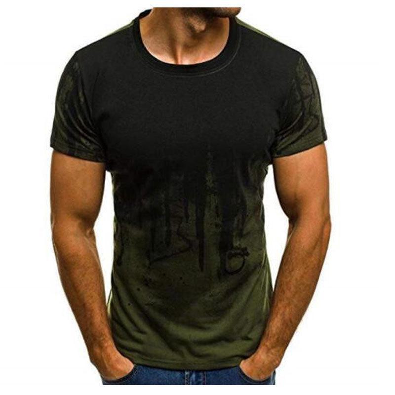 Męski casualowy T-shirt z krótkim rękawem w kamuflaż 3D o dużych rozmiarach