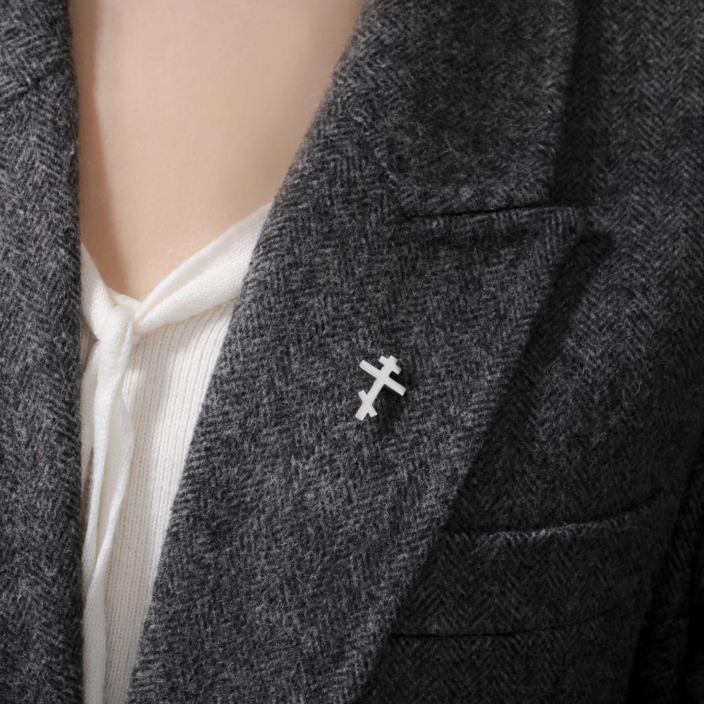 Orthodox Cross Metal Brooch for Women Men Stainless Steel Lapel Pins Catholicism Symbol Badge Suit Accessories Jewelry Gifts
