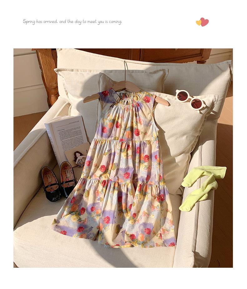 Vintage Oil Painting Pinafore Dress for Girls - 2026 Summer Collection