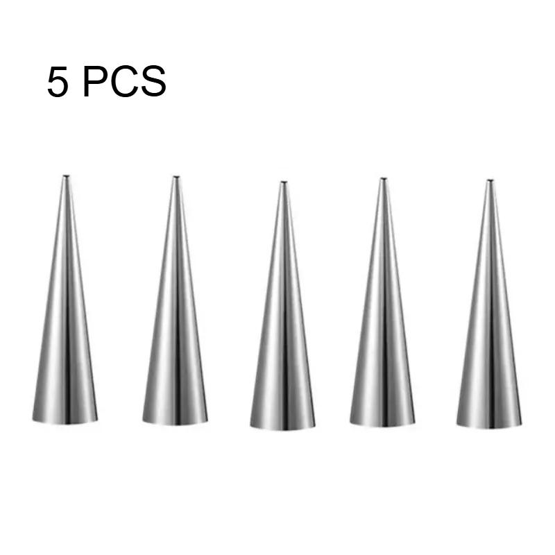 5 Pcs Cream Horn Molds Stainless Steel Cone Tubular Shaped Mold Baking Cones Horn Pastry Roll Kitchen Cookie Dessert Tool