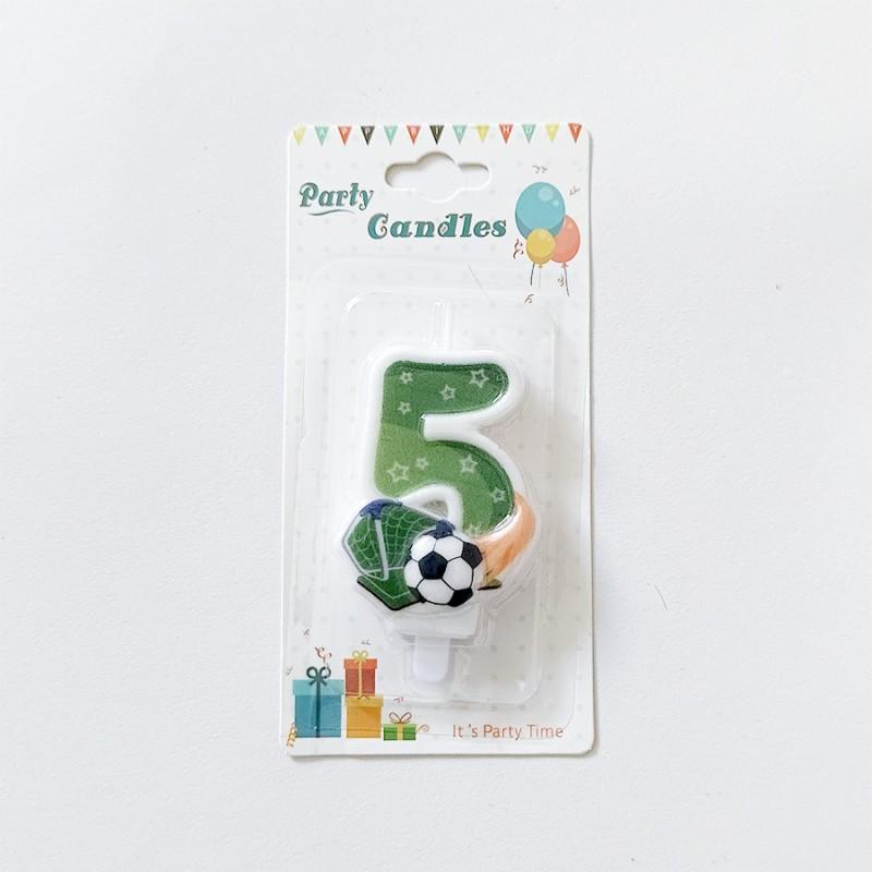 Green Soccer Football Number Candles 0-9 Diy Birthday Cake Toppers Celebration Party Cake Decorations For Kids Soccer Fans