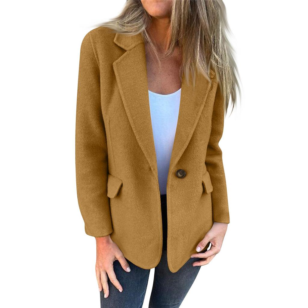 Dámské bundy Ležérní bunda Klopa krk Dlouhý rukáv Jednobarevný kabát pro ženy