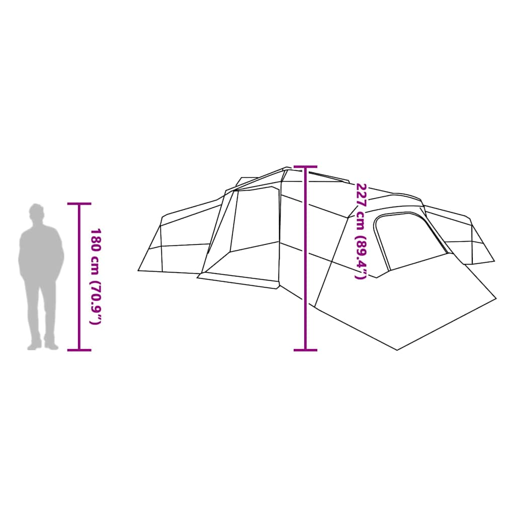 Family Tent with Roof and Storage Green 833 x 585 x 216 cm Taffeta