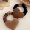 Chouchous à cheveux nœud papillon cœur couleur unie kaki café en peluche femmes filles élastiques haute élasticité chouchous pour queue de cheval