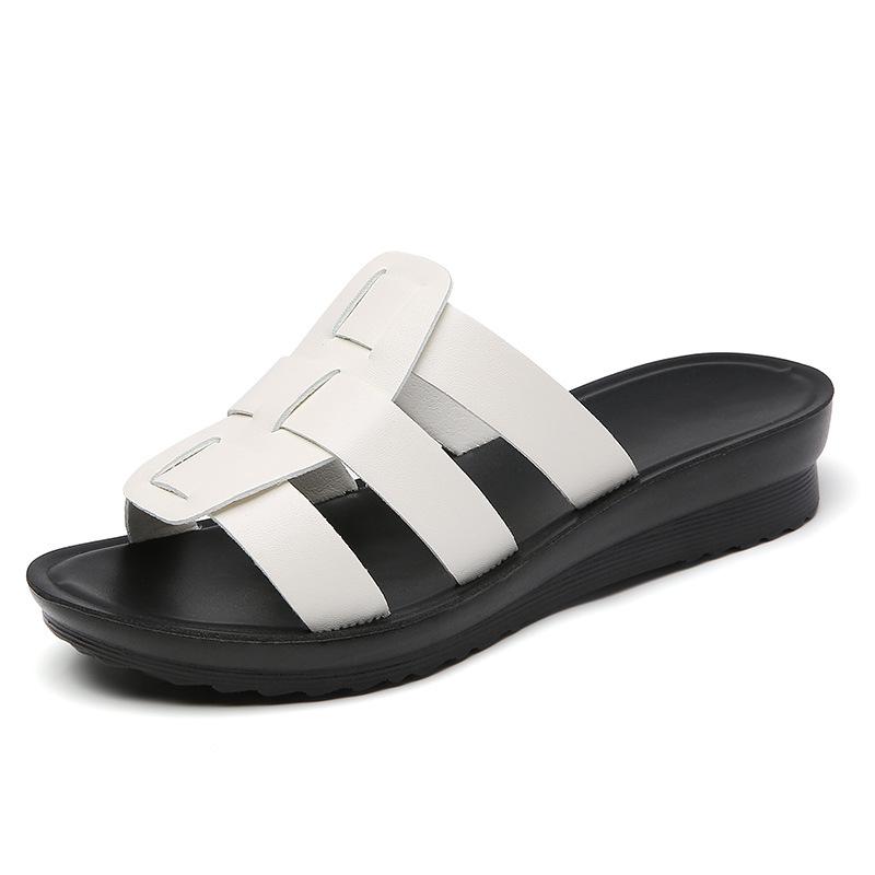 Sandali con zeppa e plateau da donna, leggeri, da infilare, estivi, da spiaggia, comode, con supporto plantare, punta aperta, per donna