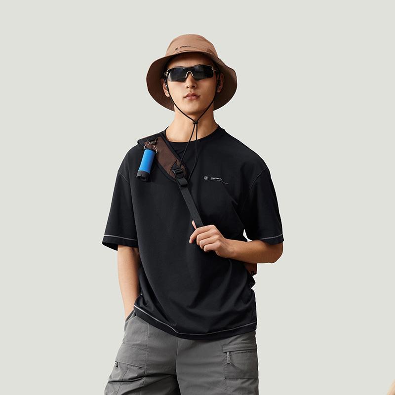 Li Ning T Shirts Unisex Black Crew Neck Moderate Other ATSU603-1