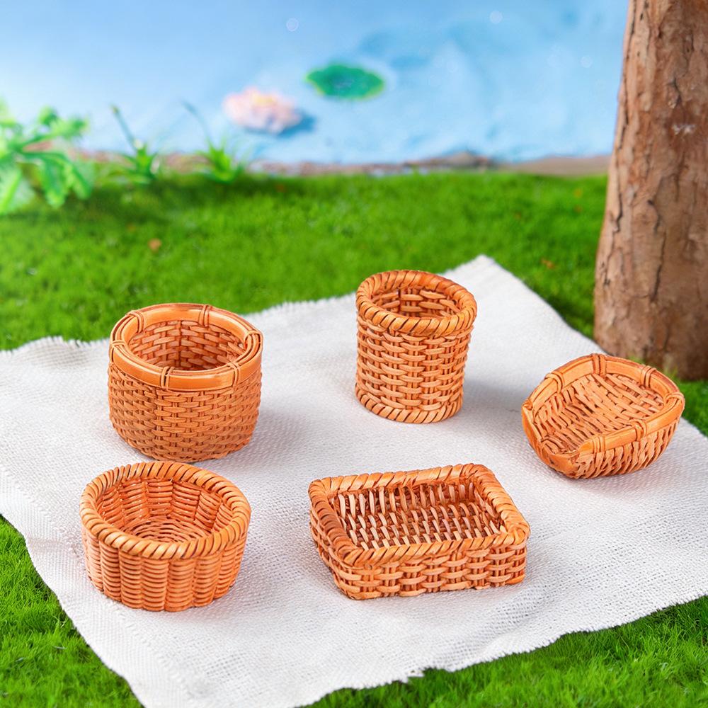 Mini Faux Woven Basket Tray for DIY Craft Decoration