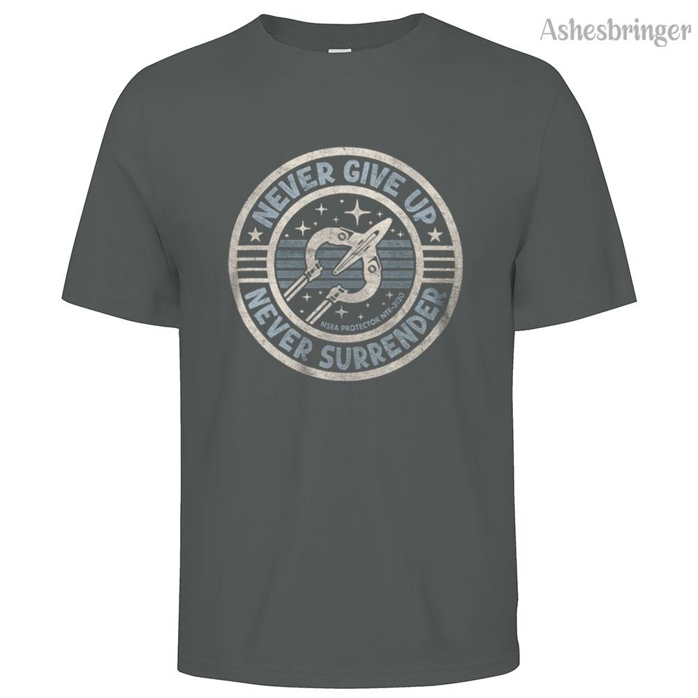 Mens Cotton Never Give Up, Never Surrender! Graphic T Shirt On Unisex Street Casual Style Tee for Men and Women