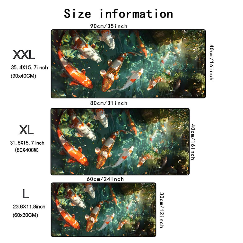 Japanese koi fish art Mouse Pad Computer Laptop Mouse Pad Office Large Gaming Mousepad Rubber Bottom Non-Slip Desk Mat 900X400