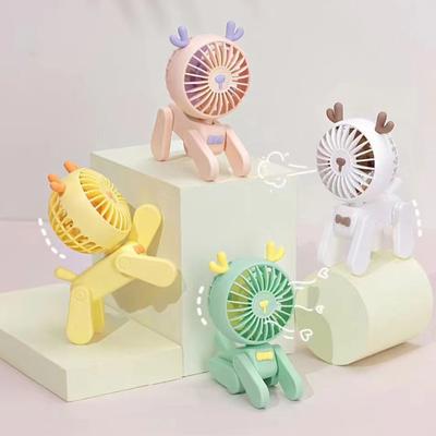 Useful Animal Shape Efficient Cooling Long-lasting Endurance Cartoon Dog Fawn Portable Mini Fan Bedroom Supply