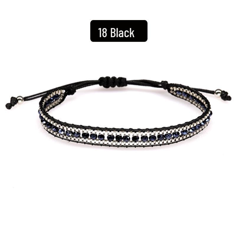 Bohemian Handmade Woven Crystal Beaded Friendship Bracelet for Women