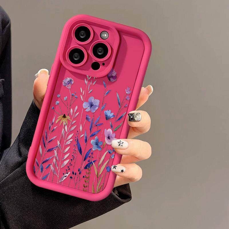 Purple flowers and plants are suitable for iPhone17ProMax mobile phone case 14 Apple 13 matte 12/15 Premium 11 fine holes