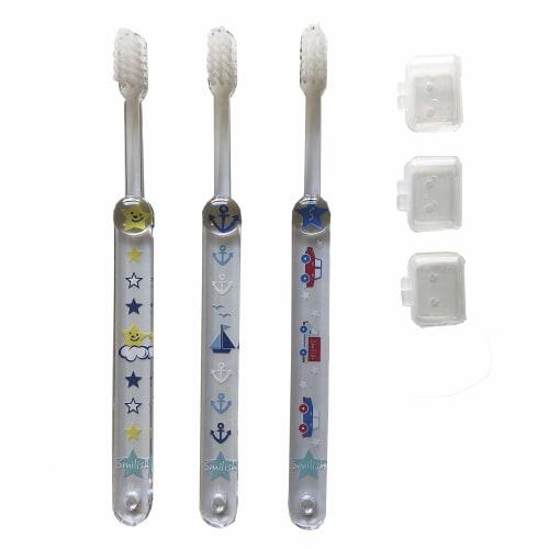 

Детская зубная щетка для мальчиков (с крышками) Набор из 3 штук, Морской, Звезда-смайлик и Дизайн машины