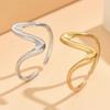 1 Pair Of Personalized Irregular Curve Opening Rings, Stainless Steel Adjustable Rings, Simple And Versatile Commuting Accessories