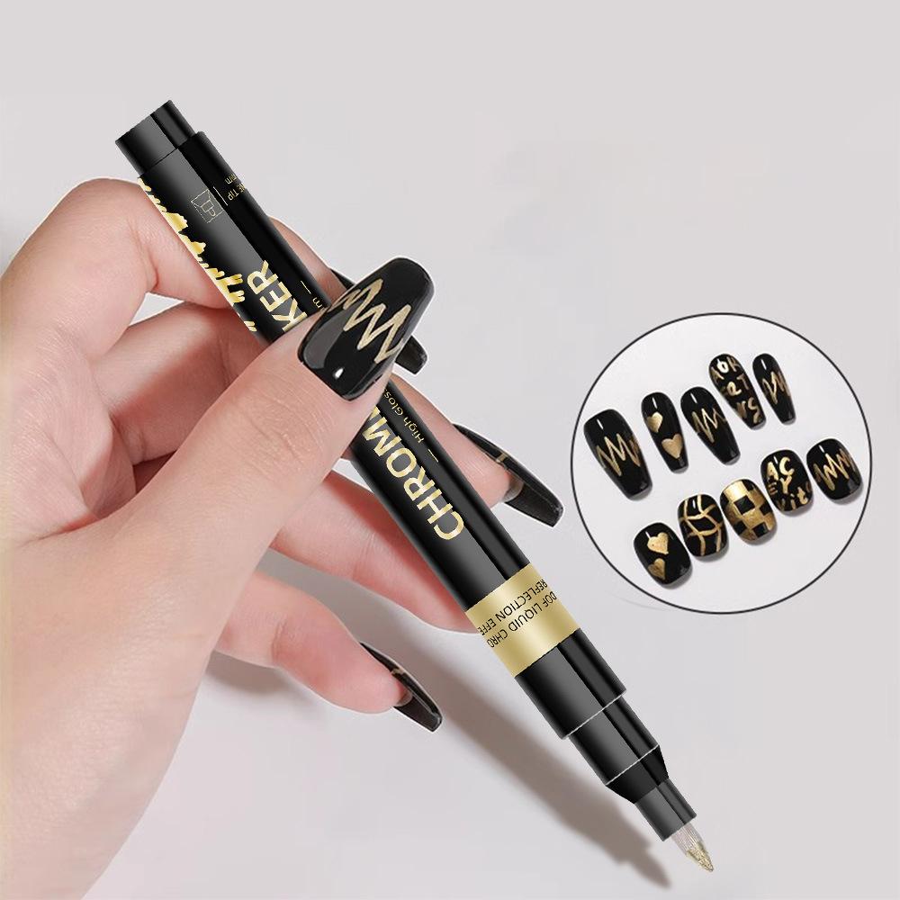 3color DIY Manicure Chrome Mirror Markers,0.7mm Nib Metal Pen Doodle Cards,Posters,Rock Mugs,Ceramic,Glass,Plating Pen 1 Pcs