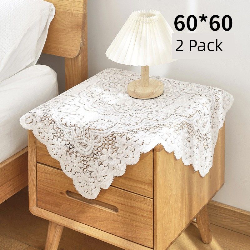 

Белая кружевная скатерть, нарядная квадратная, в корейском стиле, французская скатерть для журнального столика, накидка, ткань высокого класса с вышивкой для обеденного стола 60*60cm(2 Pack)