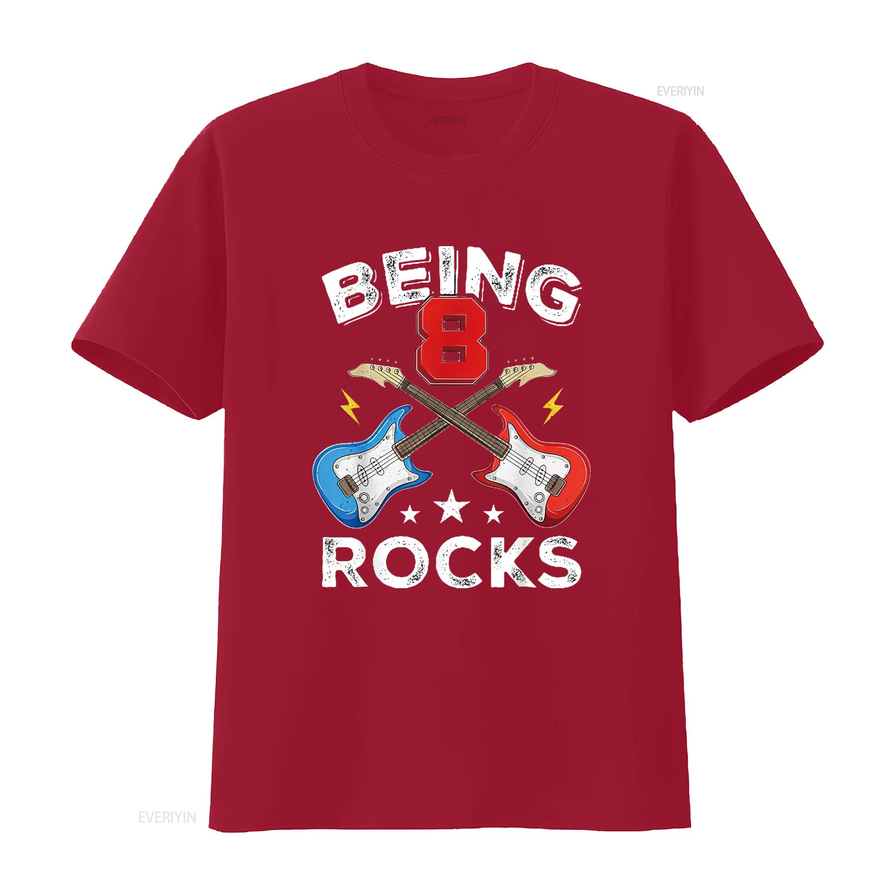 

Being 8 Rocks Guitar Eight Years Funny 8th Birthday Boy Kids T Shirt Black Medium vintage Washed Soft Slightly Breathable S