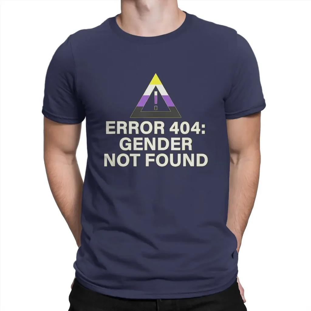Gender Not Found Agender Non Binary Pride Awesome Cotton Tee Shirt Unisex TShirt Short Sleeve Error T Shirts Crewneck Clothes