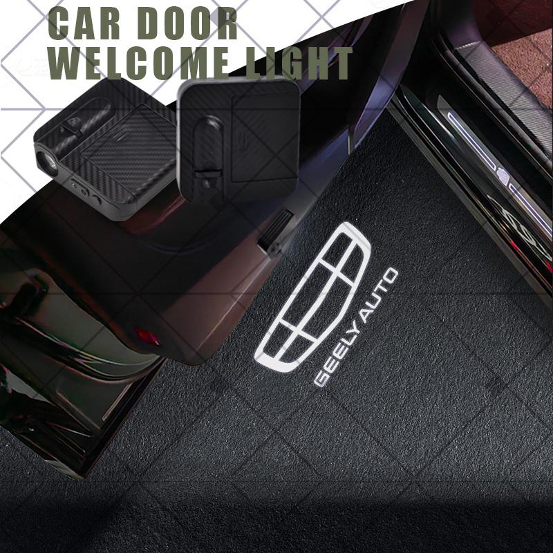 1/2Pcs For Geely Tugella GC6 Azkarra Manjaro Zeekr Coolray Logo Car HD Projector Lamp LED Auto Door Welcome Light Accessories